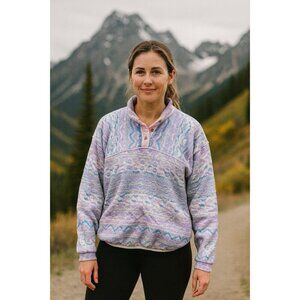 Vintage Lady Foot Locker Fleece Pullover Multicolored Size Small